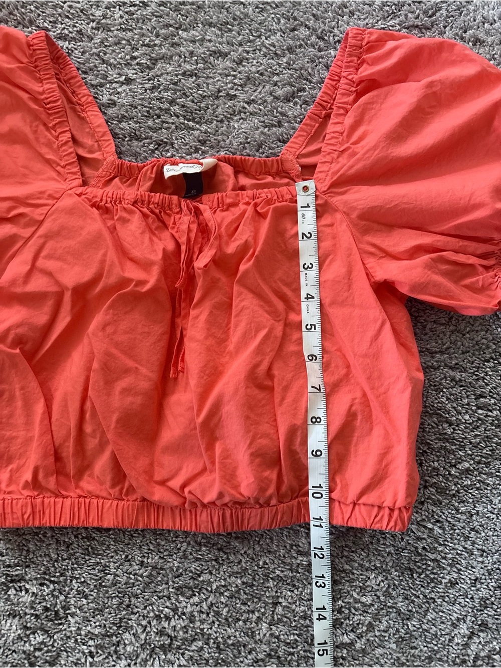 Universal Threads Coral/Orange Off-Shoulder Puff Sleeve Crop Top Womens Size XS - Picture 4 of 7